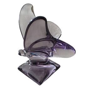 Baccarat of France Crystal Lucky Butterfly Paperweight Purple Stamped No Box